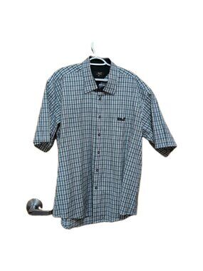 Jack Wolfskin Shirt Men's 4XL Green Black Short Sleeve Outdoors Plaid Button Up